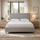Azin King Upholstered Platform Bed | Turned Legs | Gray Twill Fabric