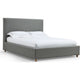 Azin Queen Upholstered Platform Bed | Turned Legs | Pewter Gray Fabric