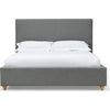 Azin Queen Upholstered Platform Bed | Turned Legs | Pewter Gray Fabric