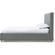 Azin Queen Upholstered Platform Bed | Turned Legs | Pewter Gray Fabric