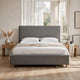 Azin Queen Upholstered Platform Bed | Turned Legs | Pewter Gray Fabric