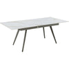 Norah Extendable Dining Table | White Marbled Stone Top | Metal 64-79"