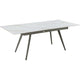 Norah Extendable Dining Table | White Marbled Stone Top | Metal 64-79"
