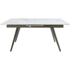 Norah Extendable Dining Table | White Marbled Stone Top | Metal 64-79"
