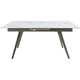Norah Extendable Dining Table | White Marbled Stone Top | Metal 64-79"