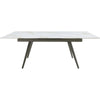 Norah Extendable Dining Table | White Marbled Stone Top | Metal 64-79"