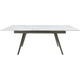 Norah Extendable Dining Table | White Marbled Stone Top | Metal 64-79"