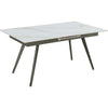 Norah Extendable Dining Table | White Marbled Stone Top | Metal 64-79"