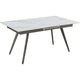 Norah Extendable Dining Table | White Marbled Stone Top | Metal 64-79"