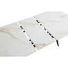 Norah Extendable Dining Table | White Marbled Stone Top | Metal 64-79"