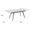 Norah Extendable Dining Table | White Marbled Stone Top | Metal 64-79"