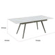 Norah Extendable Dining Table | White Marbled Stone Top | Metal 64-79"