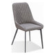 Norah Dining Chair | Gunmetal Metal | Gray Chevron Stitch Faux Leather