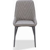 Norah Dining Chair | Gunmetal Metal | Gray Chevron Stitch Faux Leather