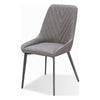Norah Dining Chair | Gunmetal Metal | Gray Chevron Stitch Faux Leather