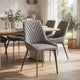 Norah Dining Chair | Gunmetal Metal | Gray Chevron Stitch Faux Leather