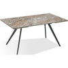 Norah Extendable Dining Table | Brown Marbled Stone Top | Black Metal 63-95"