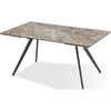 Norah Extendable Dining Table | Brown Marbled Stone Top | Black Metal 63-95"