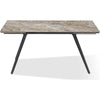 Norah Extendable Dining Table | Brown Marbled Stone Top | Black Metal 63-95"