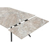 Norah Extendable Dining Table | Brown Marbled Stone Top | Black Metal 63-95"