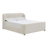 Kaven Queen Platform Bed | Shelter-Style Headboard | Tan Linen-Polyester