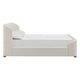 Kaven Queen Platform Bed | Shelter-Style Headboard | Tan Linen-Polyester