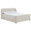Kaven King Platform Bed | Shelter-Style Headboard | Tan Linen-Polyester