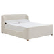 Kaven King Platform Bed | Shelter-Style Headboard | Tan Linen-Polyester