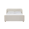 Kaven King Platform Bed | Shelter-Style Headboard | Tan Linen-Polyester