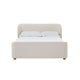 Kaven King Platform Bed | Shelter-Style Headboard | Tan Linen-Polyester