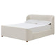 Kaven King Platform Bed | Shelter-Style Headboard | Tan Linen-Polyester