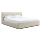 Reza Queen Upholstered Platform Bed | Cross-Stitch Details | Beige Linen