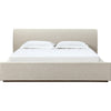 Reza Queen Upholstered Platform Bed | Cross-Stitch Details | Beige Linen