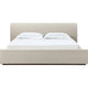 Reza Queen Upholstered Platform Bed | Cross-Stitch Details | Beige Linen