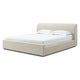 Reza Queen Upholstered Platform Bed | Cross-Stitch Details | Beige Linen