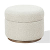 Ziya Storage Ottoman with Solid Wood Base | Off-White Boucle Fabric 20"