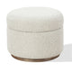 Ziya Storage Ottoman with Solid Wood Base | Off-White Boucle Fabric 20"