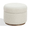 Ziya Storage Ottoman with Solid Wood Base | Off-White Boucle Fabric 20"