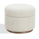 Ziya Storage Ottoman with Solid Wood Base | Off-White Boucle Fabric 20"