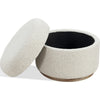 Ziya Storage Ottoman with Solid Wood Base | Off-White Boucle Fabric 20"