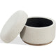 Ziya Storage Ottoman with Solid Wood Base | Off-White Boucle Fabric 20"