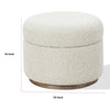 Ziya Storage Ottoman with Solid Wood Base | Off-White Boucle Fabric 20"
