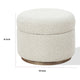 Ziya Storage Ottoman with Solid Wood Base | Off-White Boucle Fabric 20"