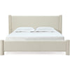 Kizo Queen Upholstered Platform Bed | Short Poster Design | Ivory Boucle