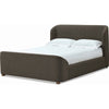 Kaven Queen Platform Bed | Shelter-Style Headboard | Brown Linen Blend