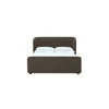Kaven Queen Platform Bed | Shelter-Style Headboard | Brown Linen Blend