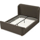 Kaven Queen Platform Bed | Shelter-Style Headboard | Brown Linen Blend