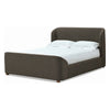 Kaven Queen Platform Bed | Shelter-Style Headboard | Brown Linen Blend