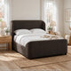 Kaven Queen Platform Bed | Shelter-Style Headboard | Brown Linen Blend