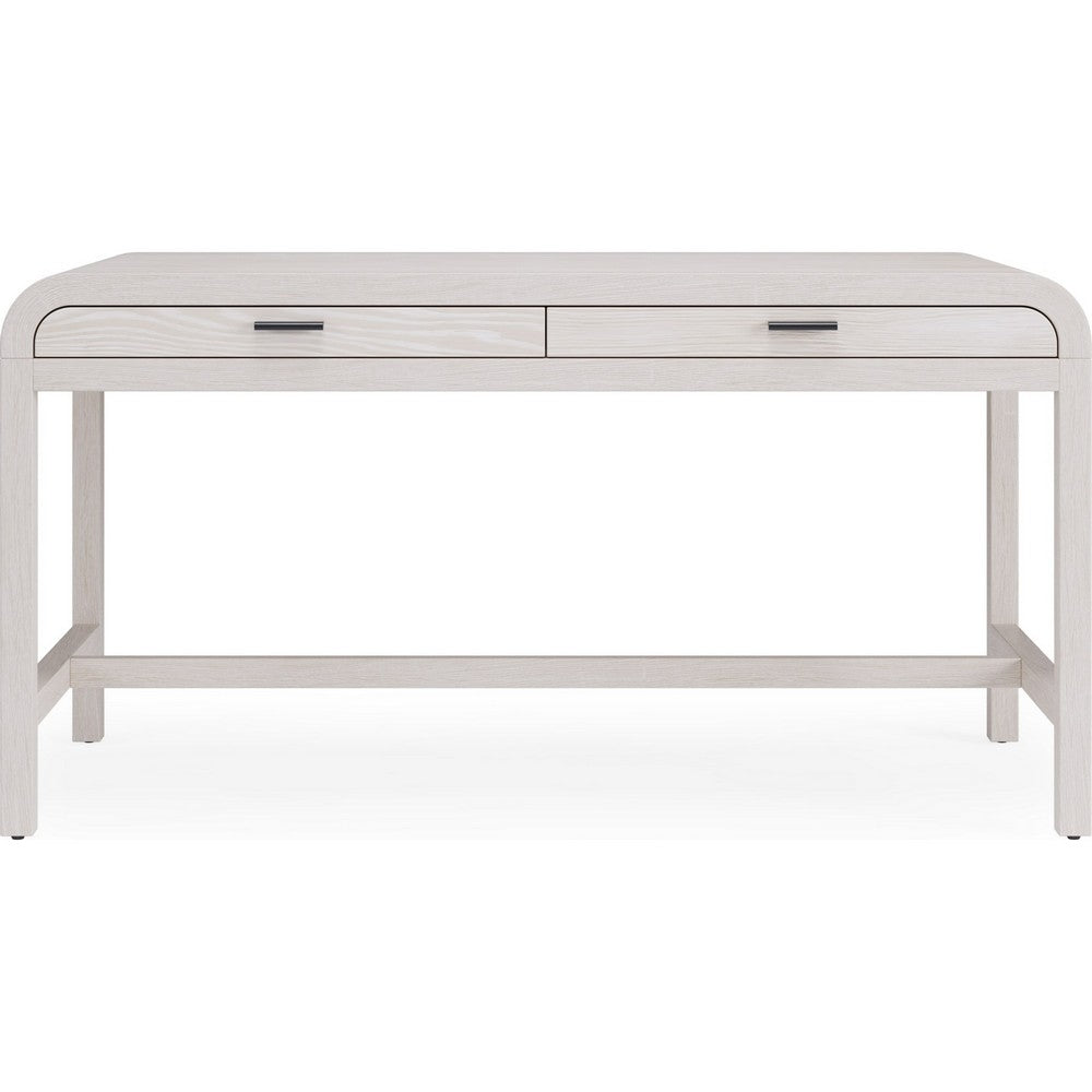 Danny Writing Desk | 2 Drawers | Waterfall Edges | White Solid Wood 60"